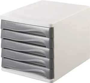 Schubladenbox, 5x Schublade, grau, Kunststoff, HELIT
